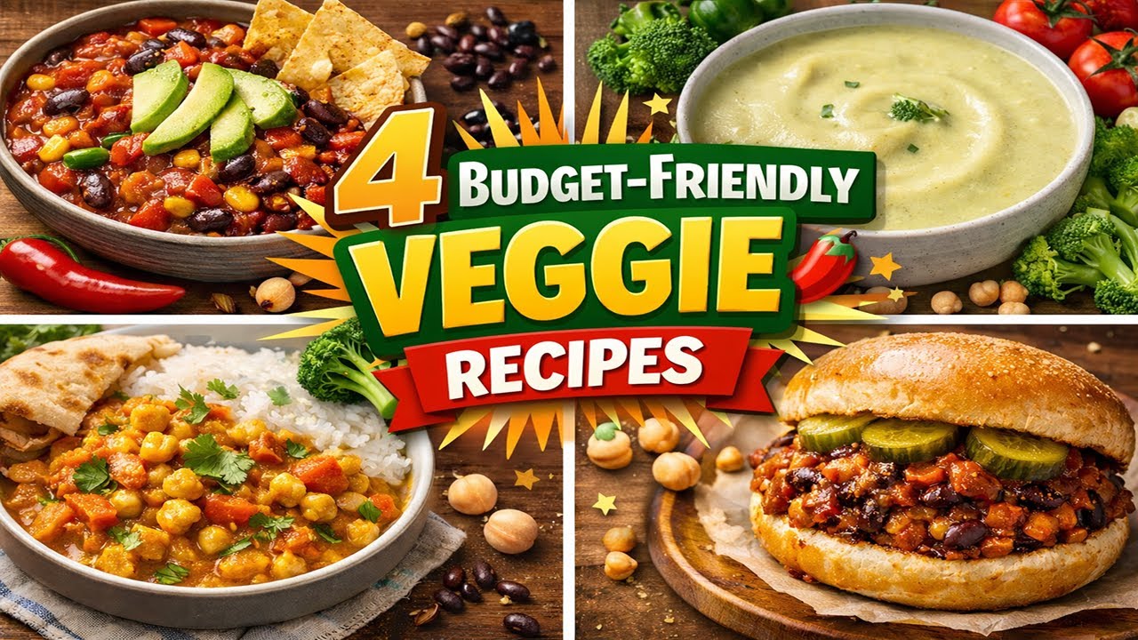 “4 Budget-Friendly Veggie Main Meals | Easy & Delicious Plant-Based Recipes”