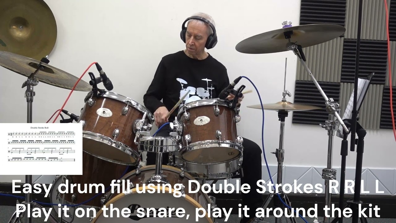 Easy drum fill using Double Stroke Roll R R L L sticking