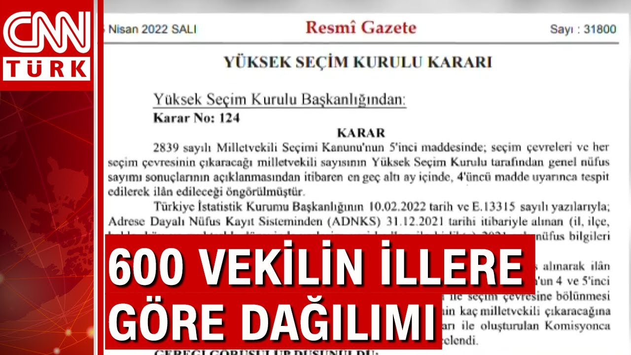 Vekil dağılımını belirleyen karar Resmi Gazete'de