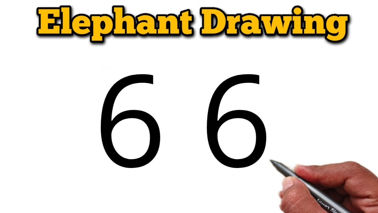 How to Draw an Elephant Using Number 6 🐘 | Easy Animal Art for Beginners