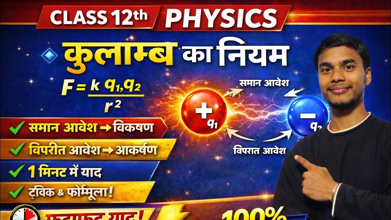 Class 12th physics कूलॉम का नियम – 1 मिनट में याद करने की ट्रिक ⏱️⚡#education #12physics #physicscla