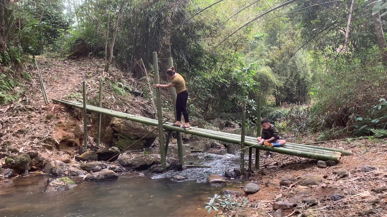 355-Day journey of a single mother's to complete building everything up to the bamboo bridge.