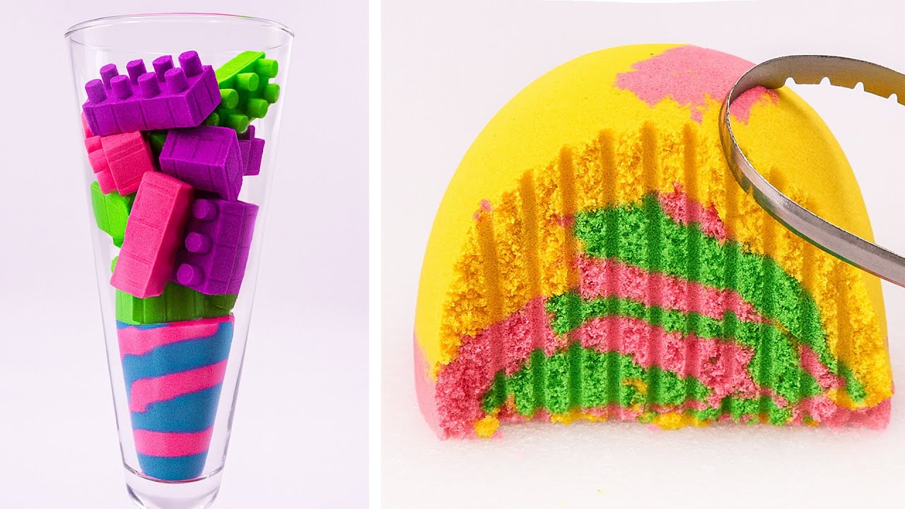 Satisfying Kinetic Sand ASMR | Crunchy Cutting Sound Compilation | Soft Sand ASMR