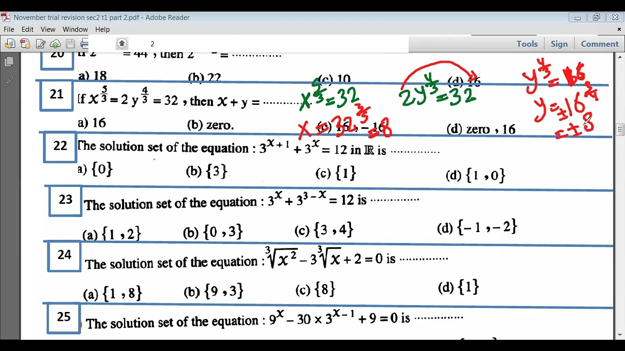 correcting home work ( revision on exponential equation & exponential function)