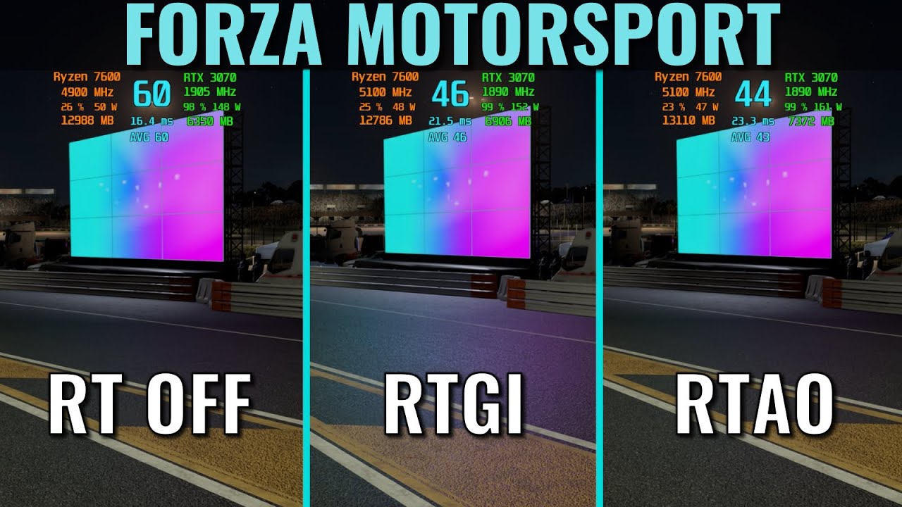 Forza Motorsport - RTGI vs RTAO vs RT Off - Visual and Performance Comparison - RTX 3070 - 1440p