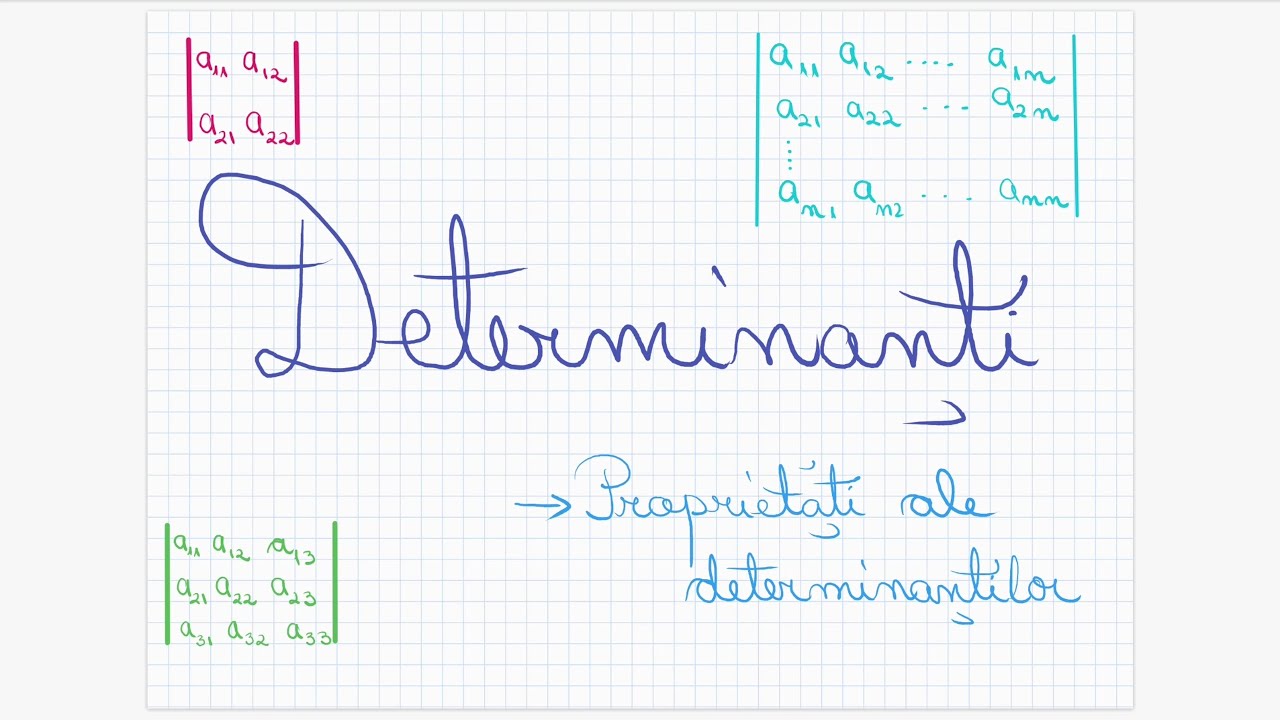 Determinanti: proprietati ale determinantilor - Clasa a XI-a