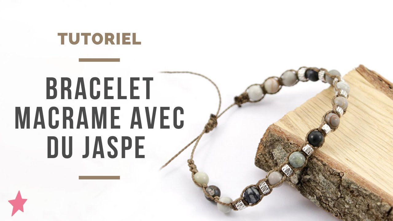 DIY | Bracelet Macramé pour homme ou femme avec perles en pierre Jaspe Picasso