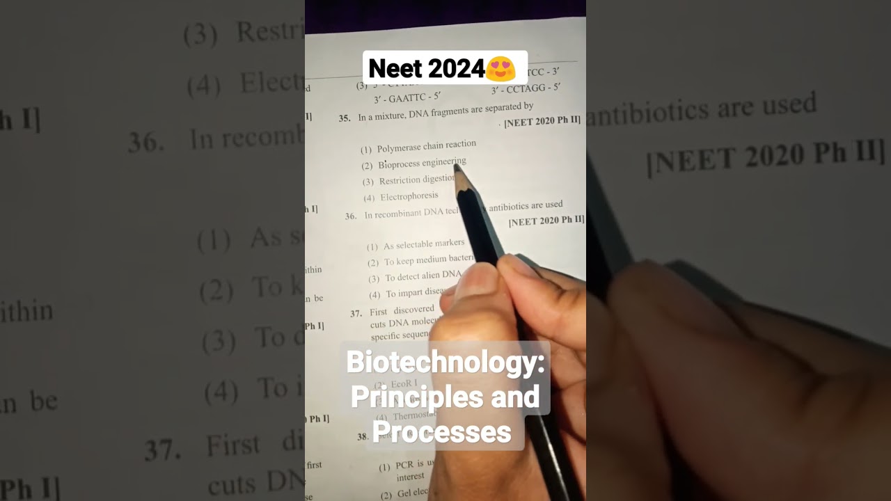 Neet 2024:- Biotechnology: principles and Processes PYQS