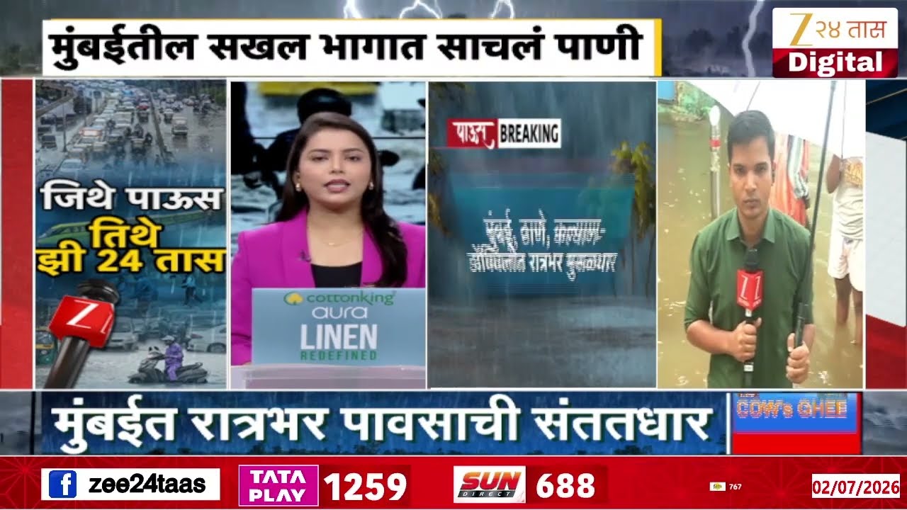 Kalyan Dombivli Heavy Rain | मुंबई, ठाणे, कल्याण-डोंबिवलीत रात्रभर मुसळधार | Zee24Taas