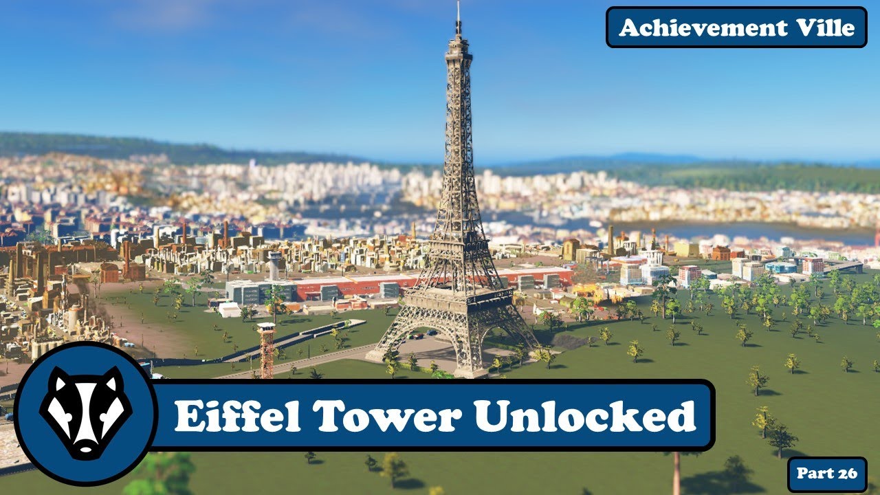 Cities Skylines- How I Unlocked The Eiffel Tower 30,000 Industry (Vanilla) Achievement Ville Part 26