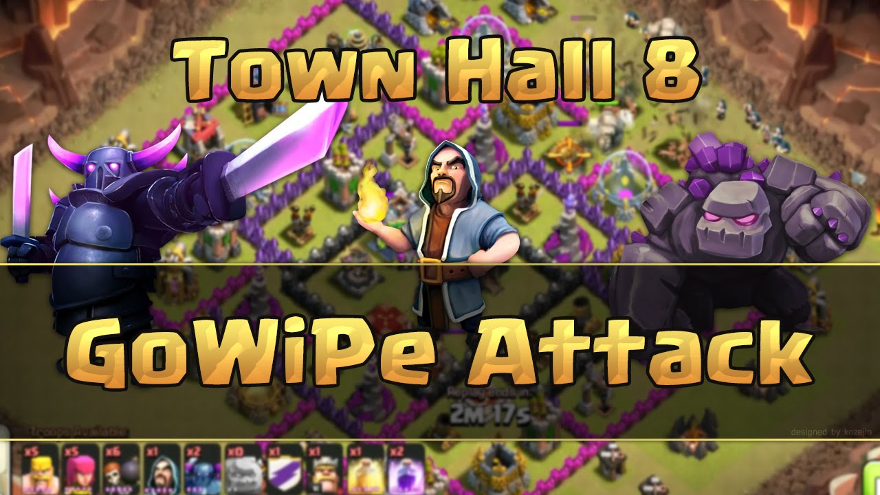 Clash of Clans - TH8 GoWiPe Clan Wars Attack Strategy