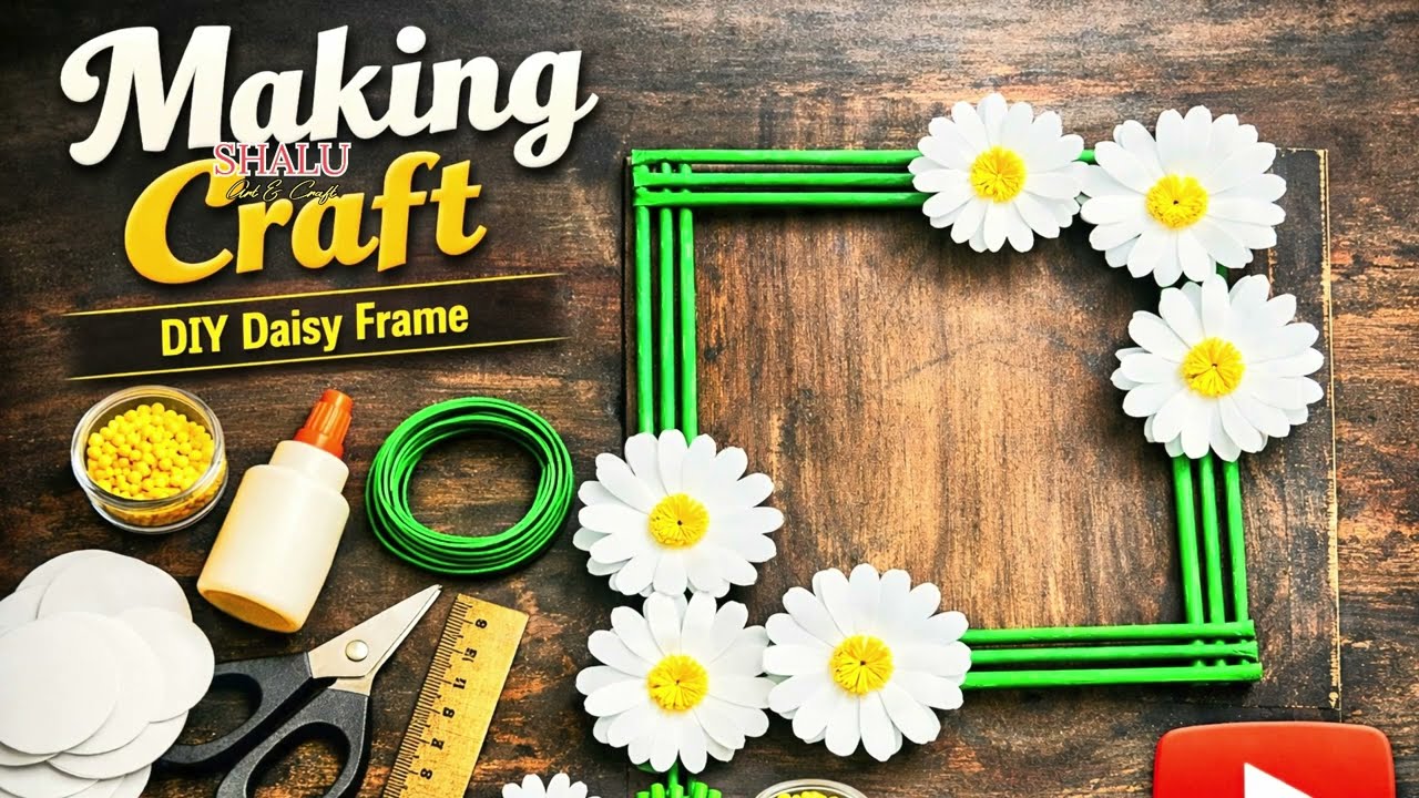 🌼 EASY DIYDAISY PHOTO FRAME