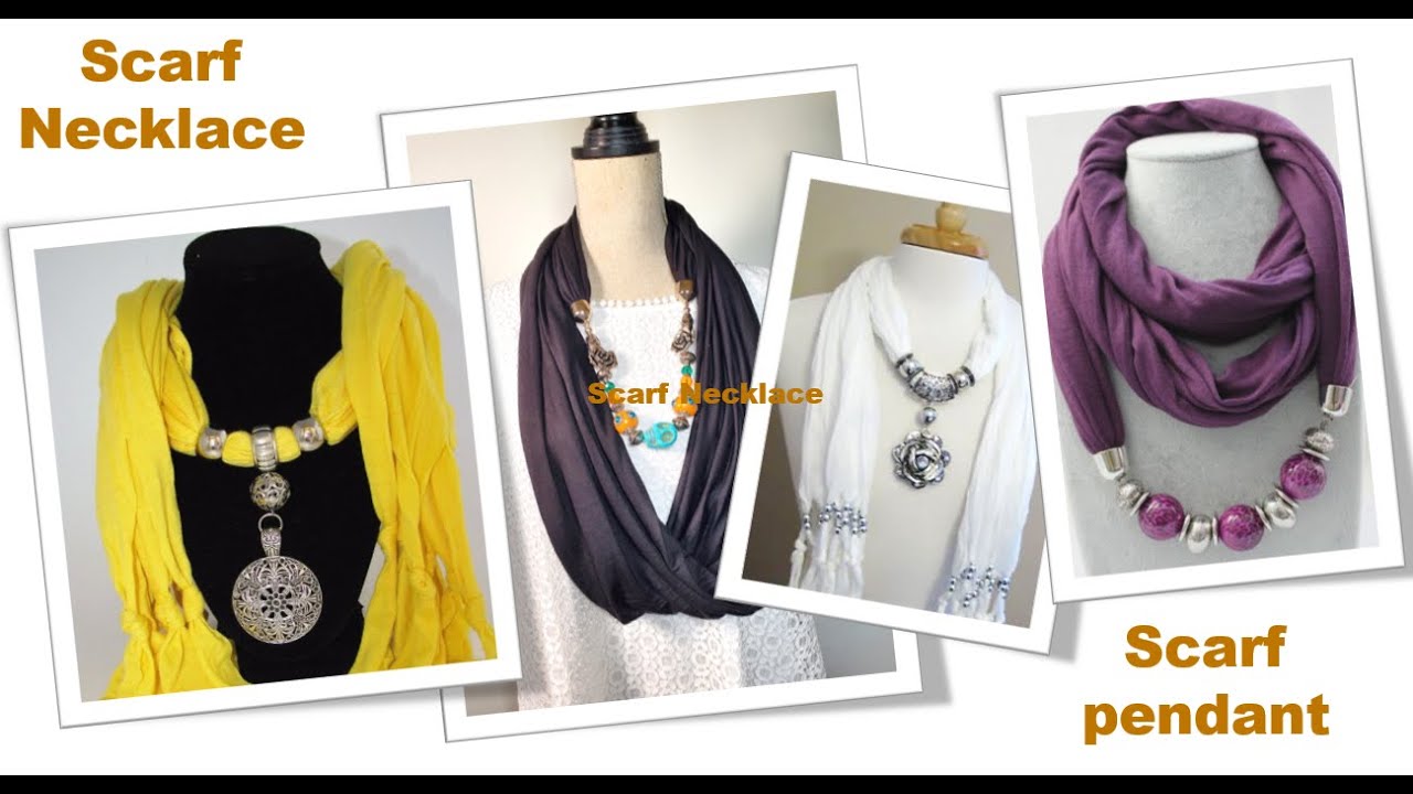 DIY: 5 Scarf Pendant / Scarf Necklace  Styles in one Video.