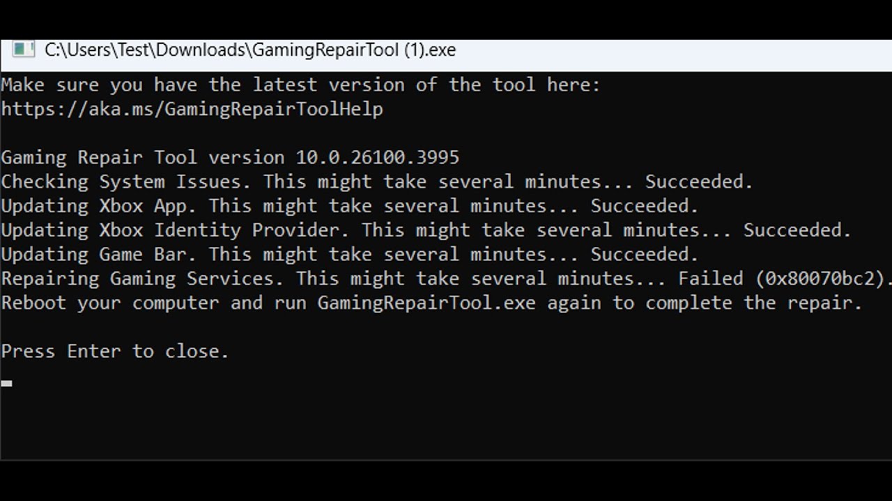 Fix Gaming Services Repair Tool Error Repairing Gaming Services Failed (0x80070bc2)