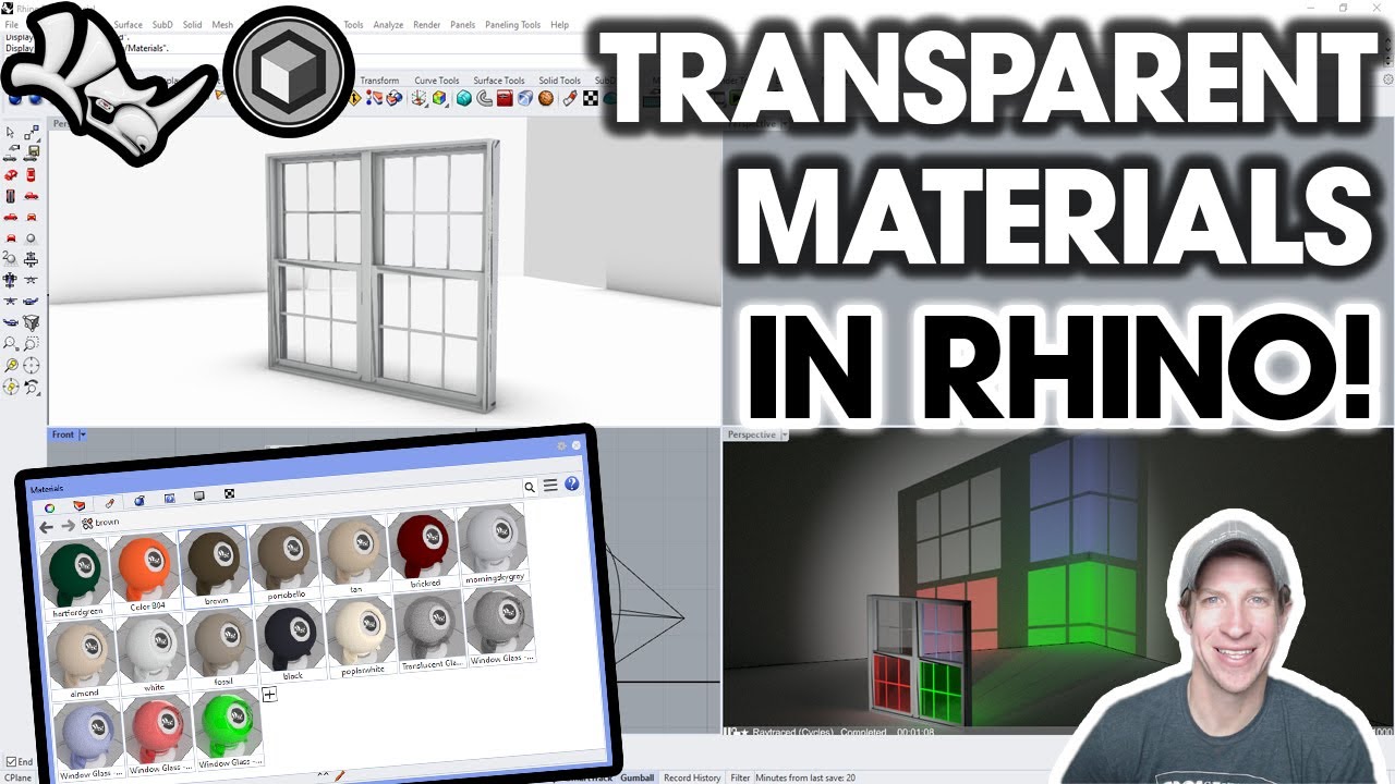 Как создать ПРОЗРАЧНЫЕ МАТЕРИАЛЫ в Rhino 3D!