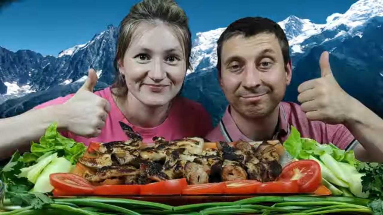 МУКБАНГ ШАШЛЫК С РЫБАЛКИ | MUKBANG BARBECUE FROM FISHING | 