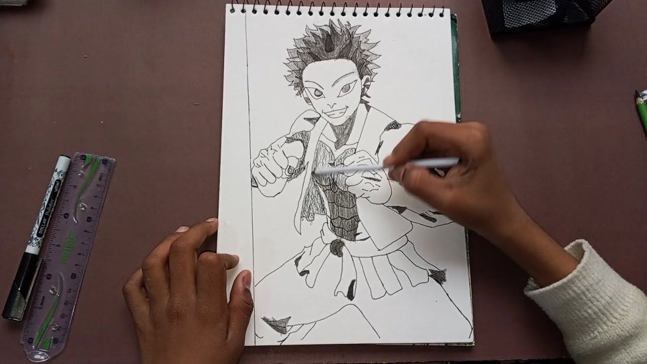 How to Draw Akaza – Demon Slayer Sketch Tutorial