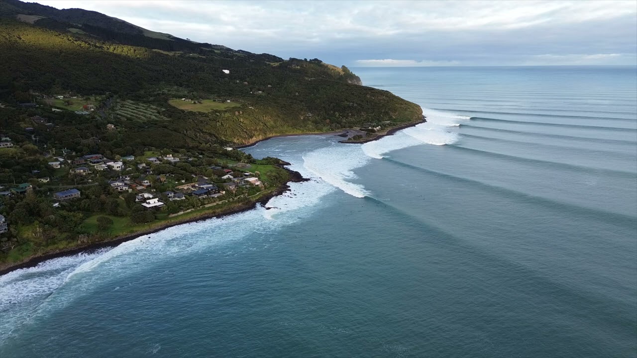 RAGLAN New Zealand Swell of the Year May 2024 - Raw Drone Footage 4K