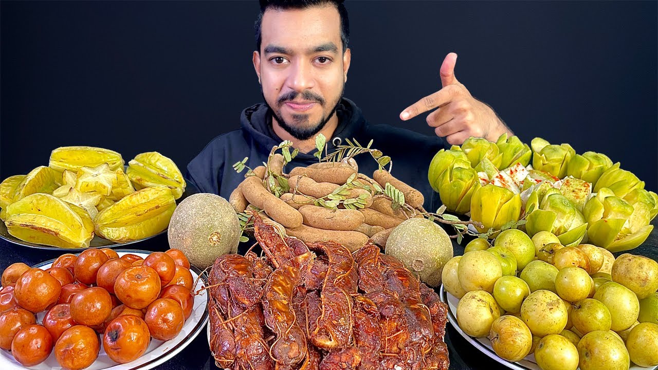 ASMR EXTREME SOUR TAMARIND EATING SHOW | ASMR FRESH FRUIT PLATTER | ASMR COLORFUL FRUIT PLATTE