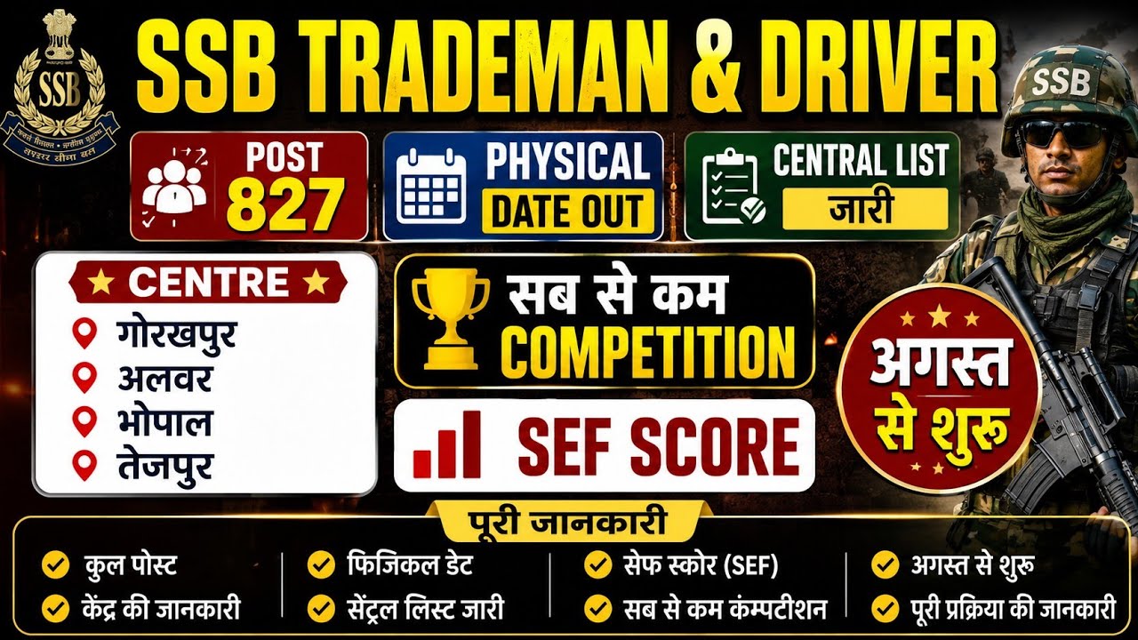 SSB Driver Physical Date Out 2026 💥 | कितने नंबर पर होगा Selection? | Self Score & Final Cut Off
