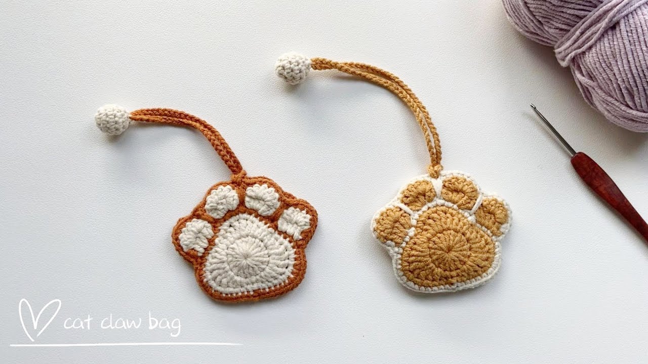 Cat Claw😸 Pouch｜Step by Step Crochet Tutorial｜Beginner Friendly｜Cute earphone Bag Crochet