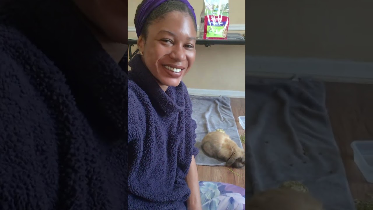 Master Flopsies munching on herbs and cracking boiled eggs for breakfast. 