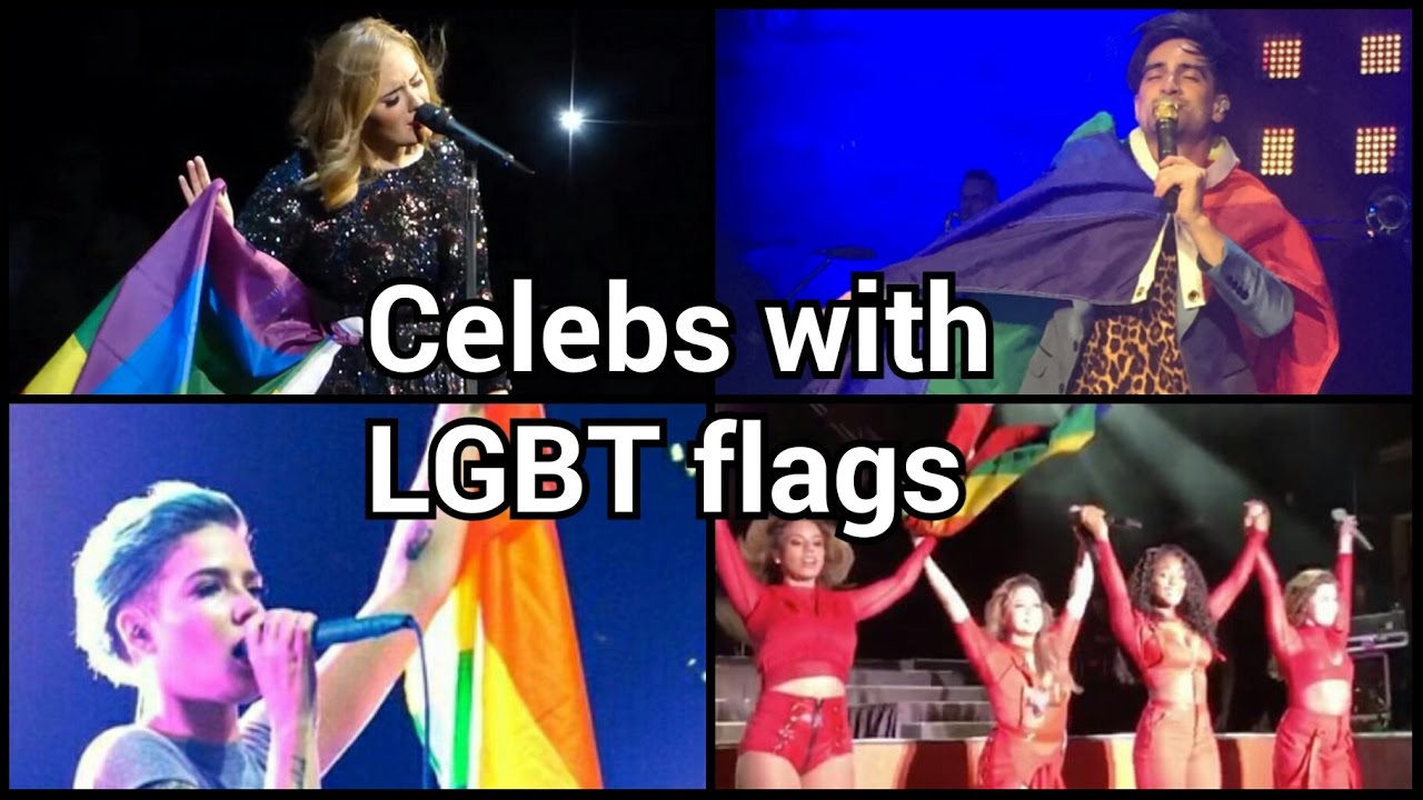 Celebrities with PRIDE FLAGS on stage