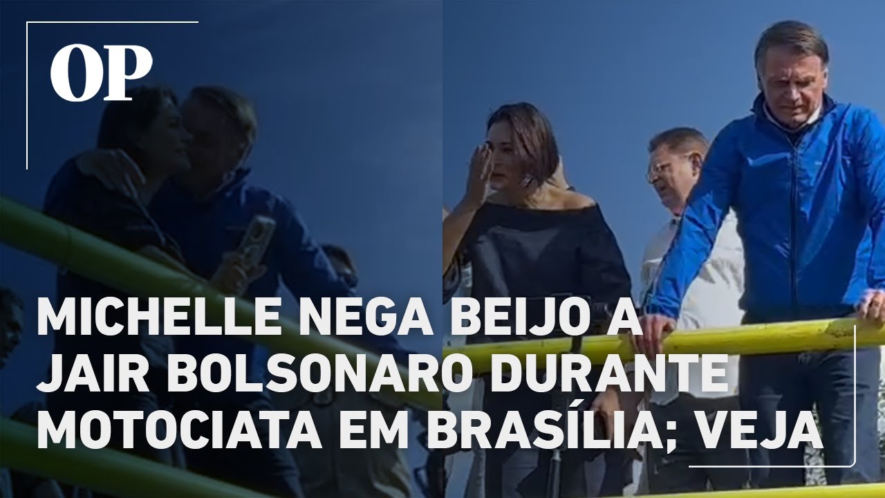 Michelle nega beijo a Jair Bolsonaro durante motociata em Brasília
