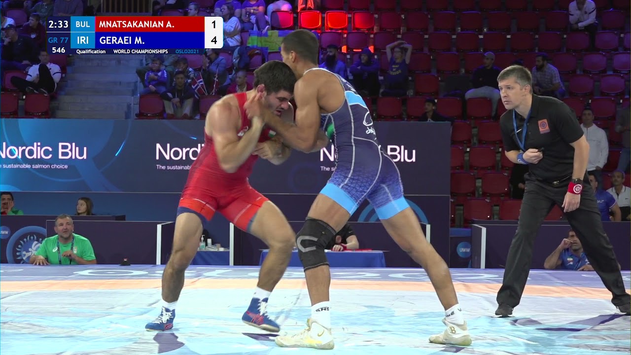 Qual. GR - 77 kg: A. MNATSAKANIAN (BUL) v. M. GERAEI (IRI)