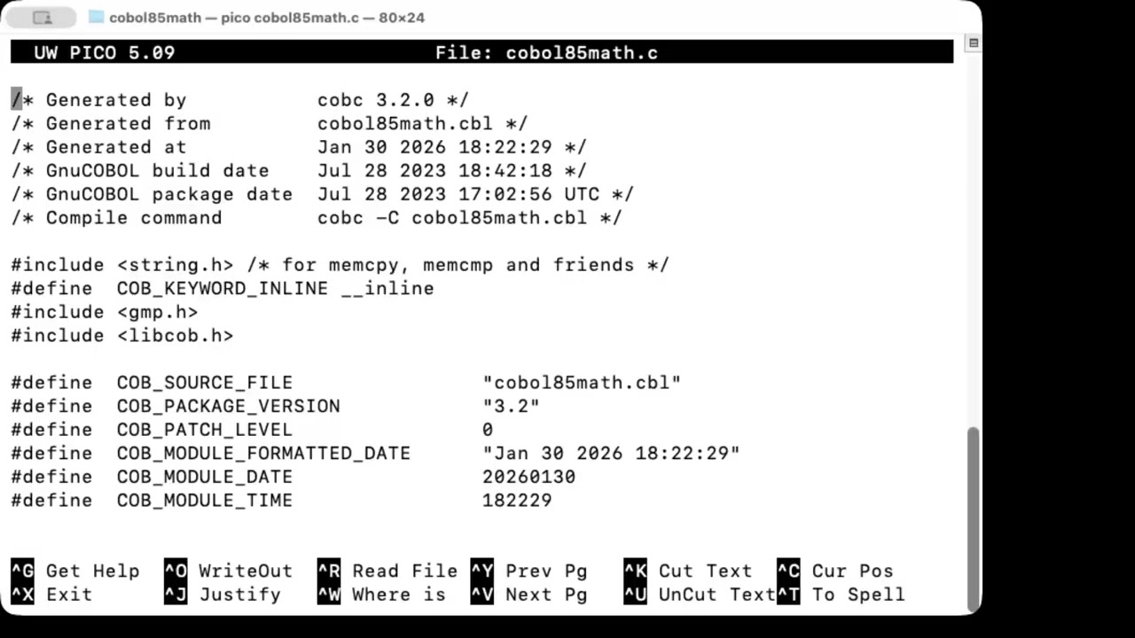 Learn Cobol - Transpiling to C and Intrinsic Math Functions