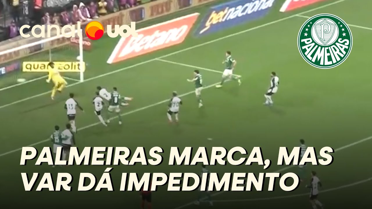 MAUR&Iacute;CIO MARCA PARA O PALMEIRAS, MAS VAR ANULA O GOL EM IMPEDIMENTO MILIM&Eacute;TRICO