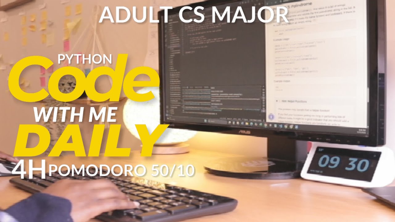 4 Hour Python Study With Me 💻 | Adult CS Student Learning to Code (50/10 Pomodoro)