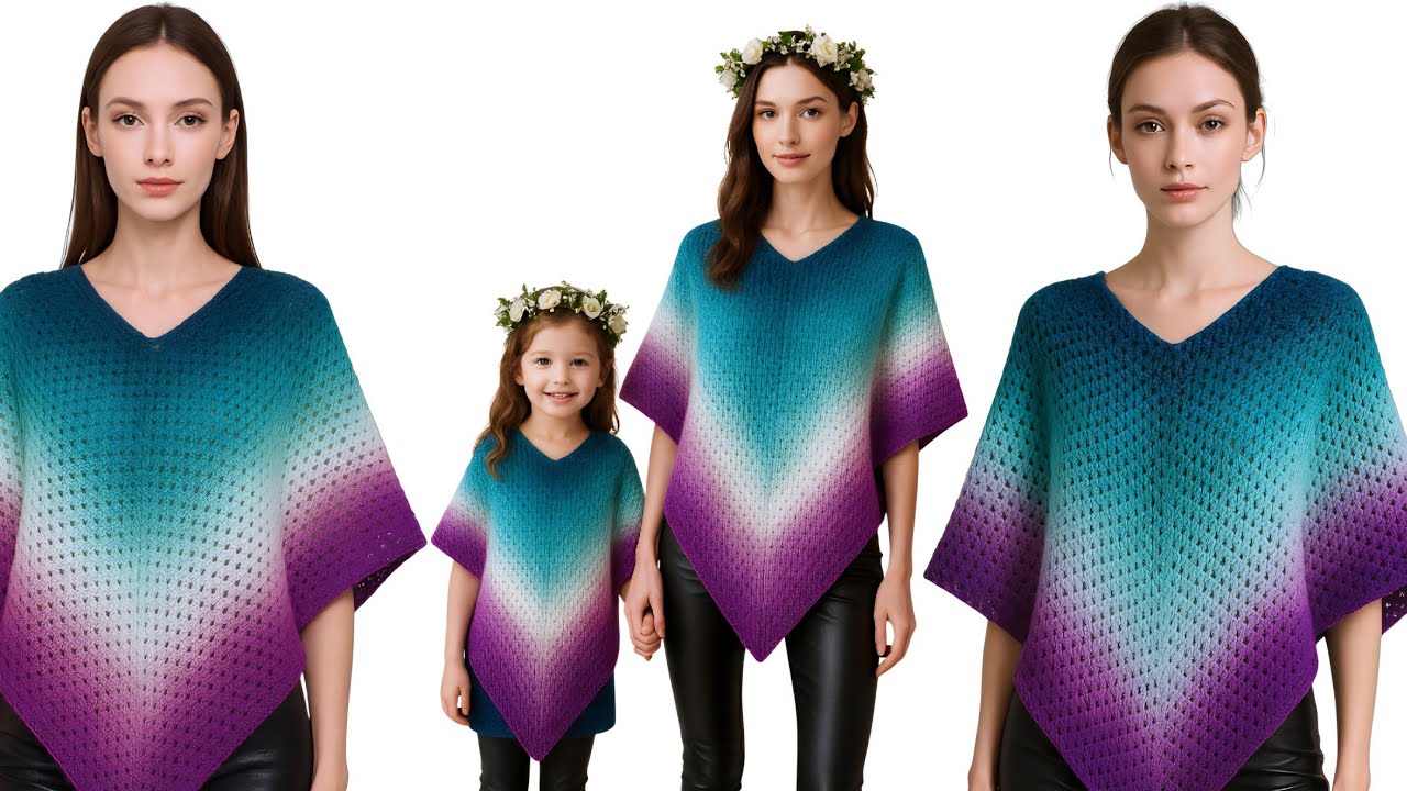 Häkelanleitung: Poncho Nr. 2 im Granny-Stil | Erwachsenengröße | Tante Gretchen