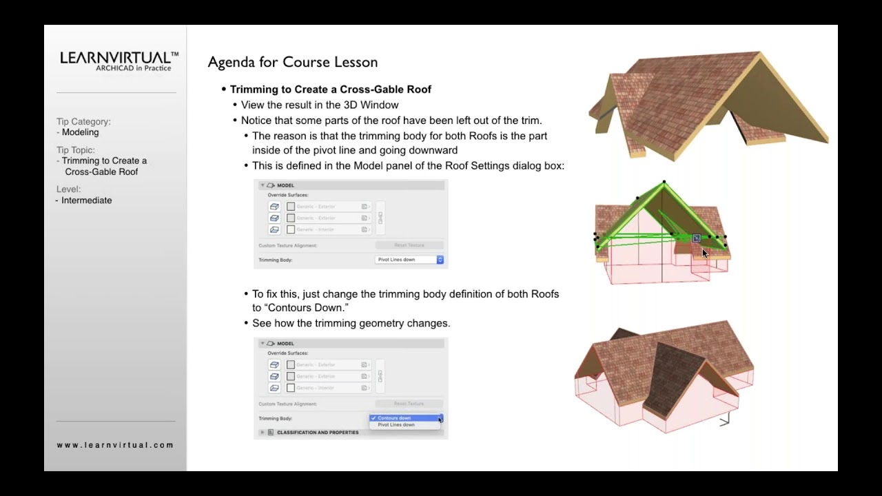 Trimming to Create a Cross Gable Roof in ARCHICAD