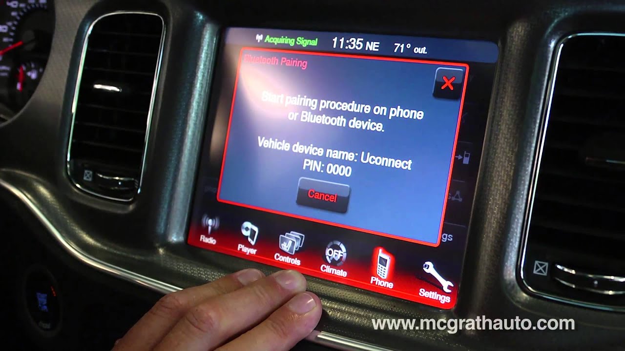 How to pair Bluetooth Smart Phone with Dodge UConnect Iphone and cellphones