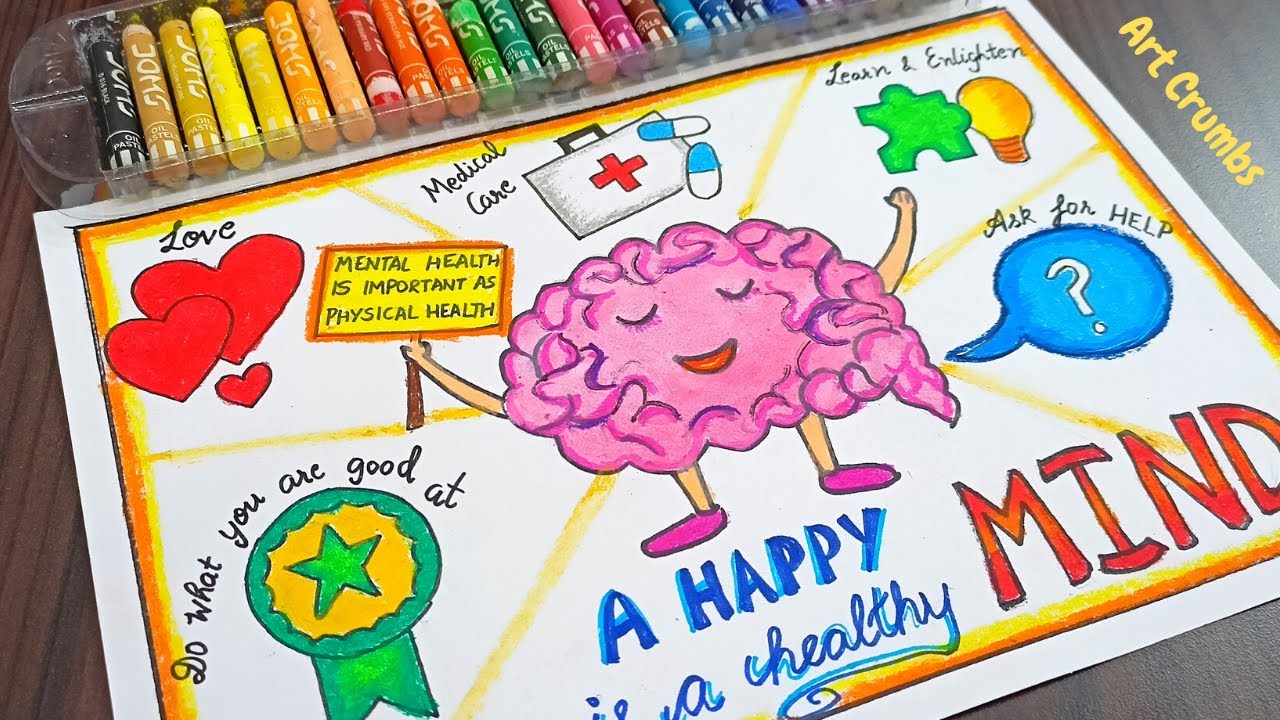 Mental Health day drawing easy/How to draw Mental health poster/ mental health awareness poster