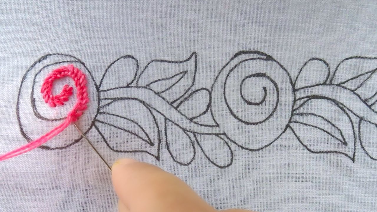 hand embroidery super easy border design for dress|border line hand embroidery