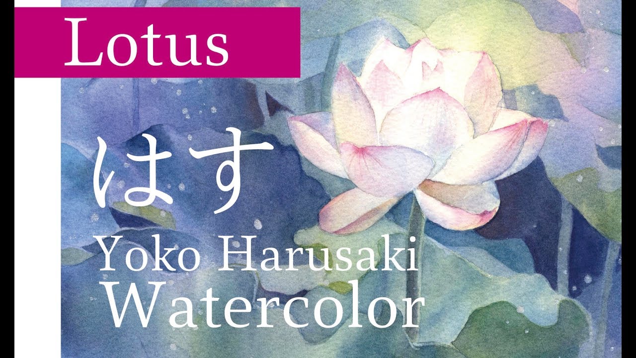 春崎陽子水彩画　蓮の描き方【lotus】３色で描く水彩画　Watercolor painting with three colors