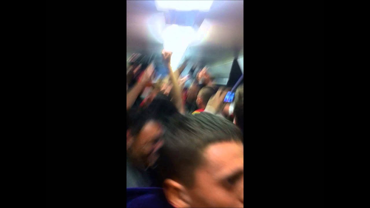 Bradford Bulls fans singing on train home from Headingley after game V Leeds Rhinos, July 20th 2012