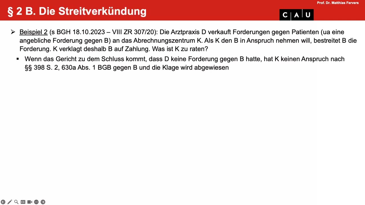 Vertiefung ZPO Erkenntnisverfahren – Folge 06 (Streitverkündung; Interventionswirkung)