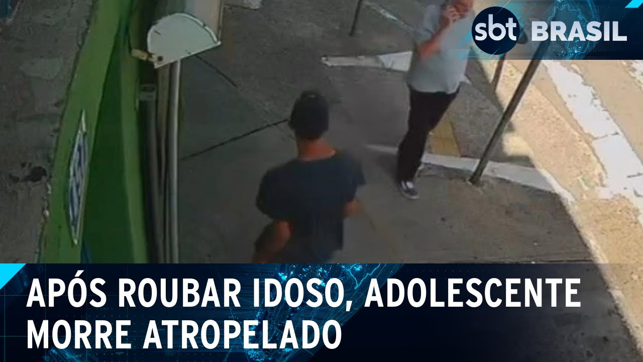 Jovem rouba celular de idoso e morre atropelado por ônibus durante a fuga | SBT Brasil (20/07/24)