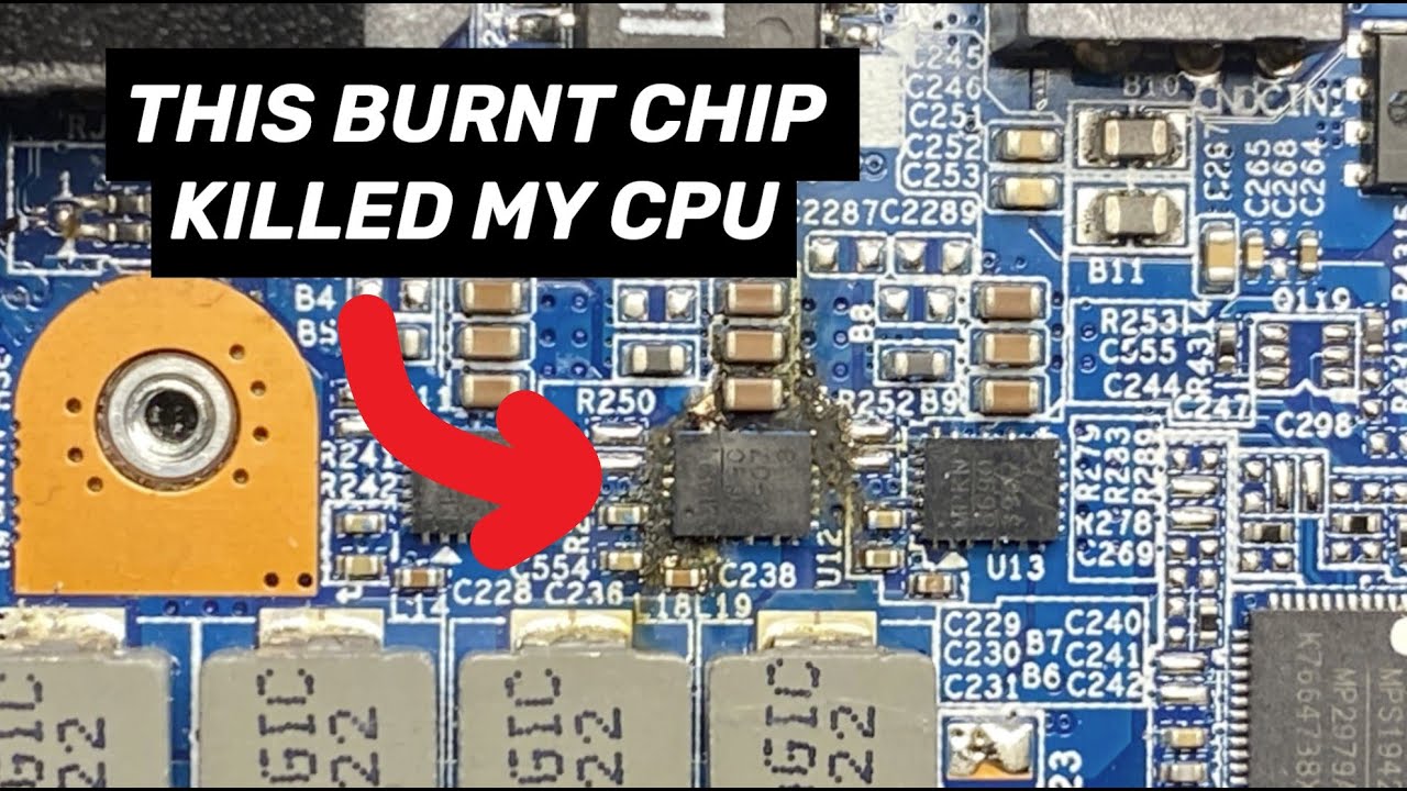 Repair a burnt chip and dead CPU on a laptop motherboard