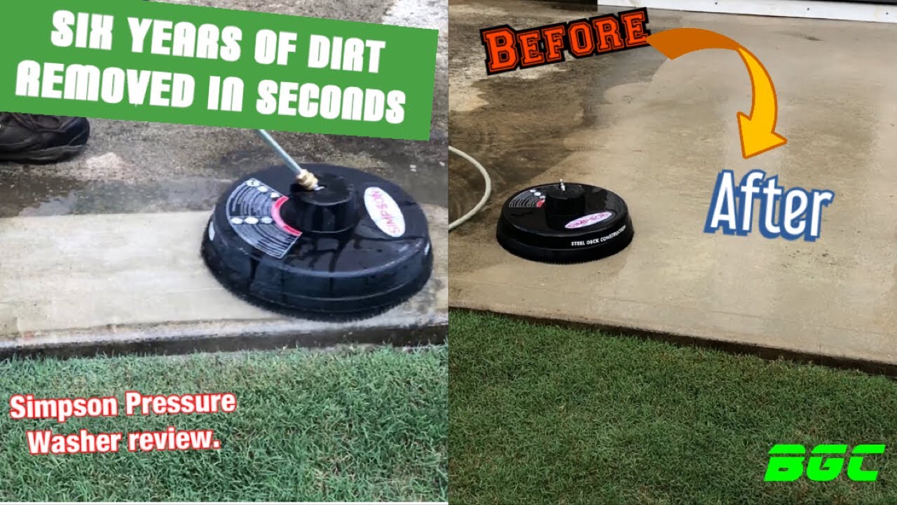 How to operate a pressure  washer, removing driveway dirt. Simpson 3200 PSI  washer.
