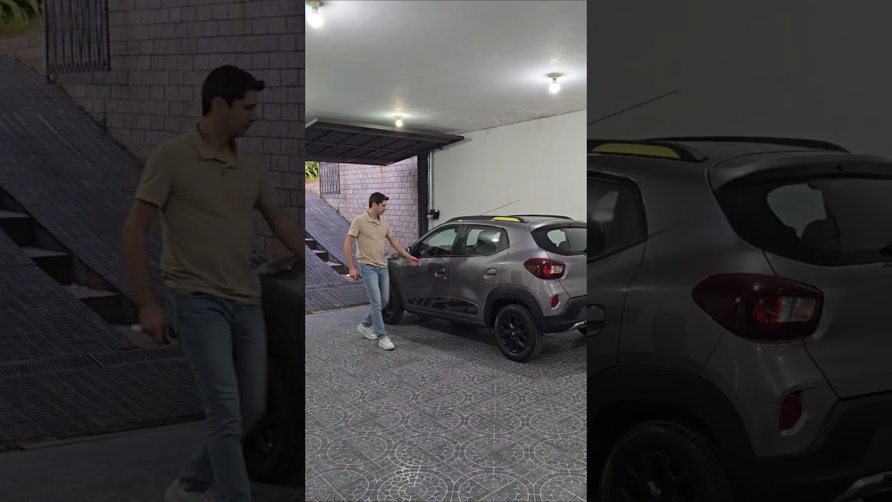 Kwid Outsider saindo da Garagem