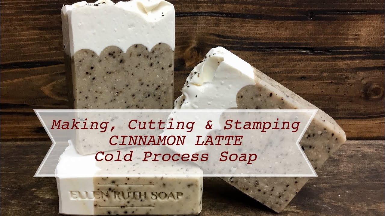Making, Cutting & Stamping CINNAMON LATTE Cold Process Soap.  Ellen Ruth Soap