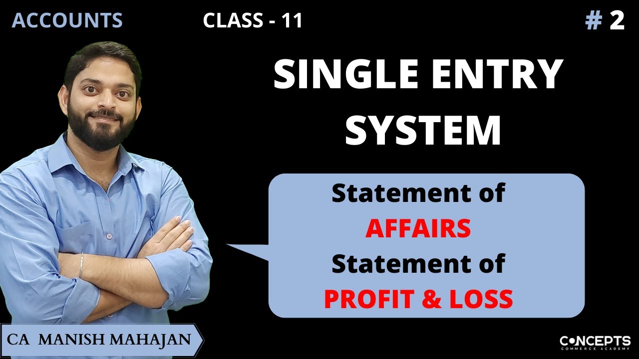Statement of Affairs and Statement of Profit & Loss | Single Entry System | Incomplete Records
