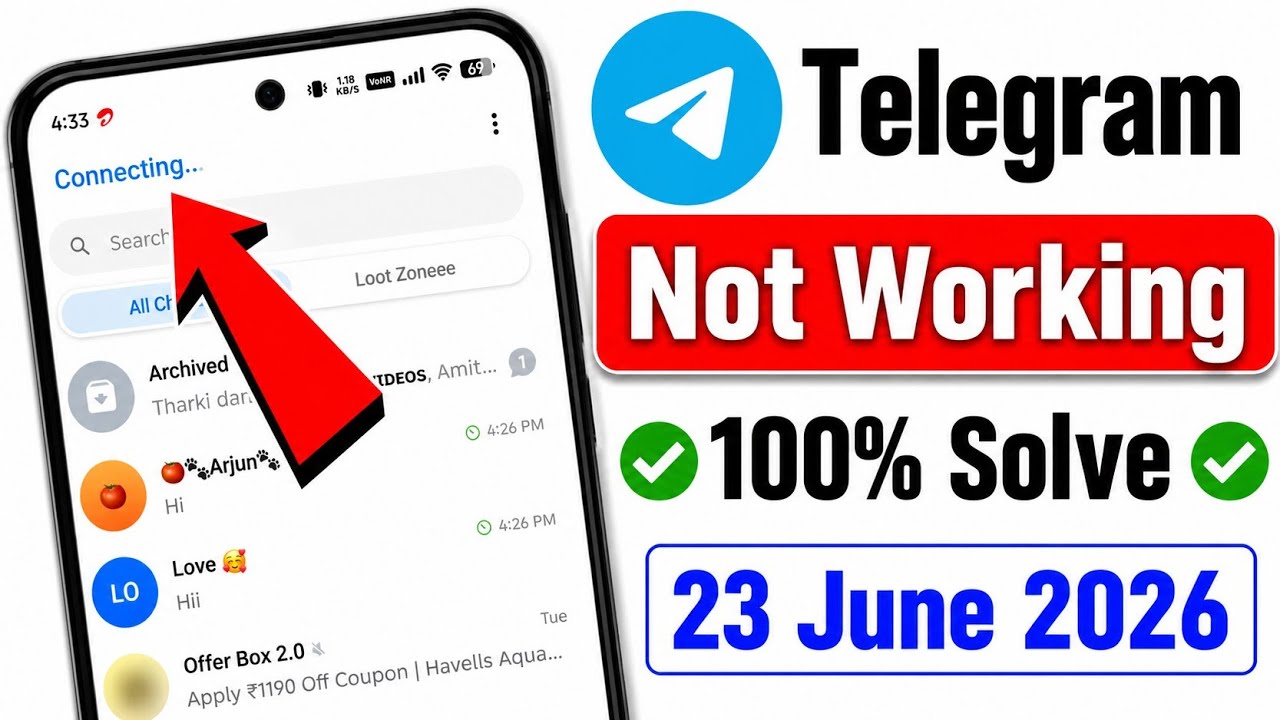 Telegram Not Working Today | Telegram Kyun Nahi Chal Raha Hai | Telegram Connecting Problem 23 June