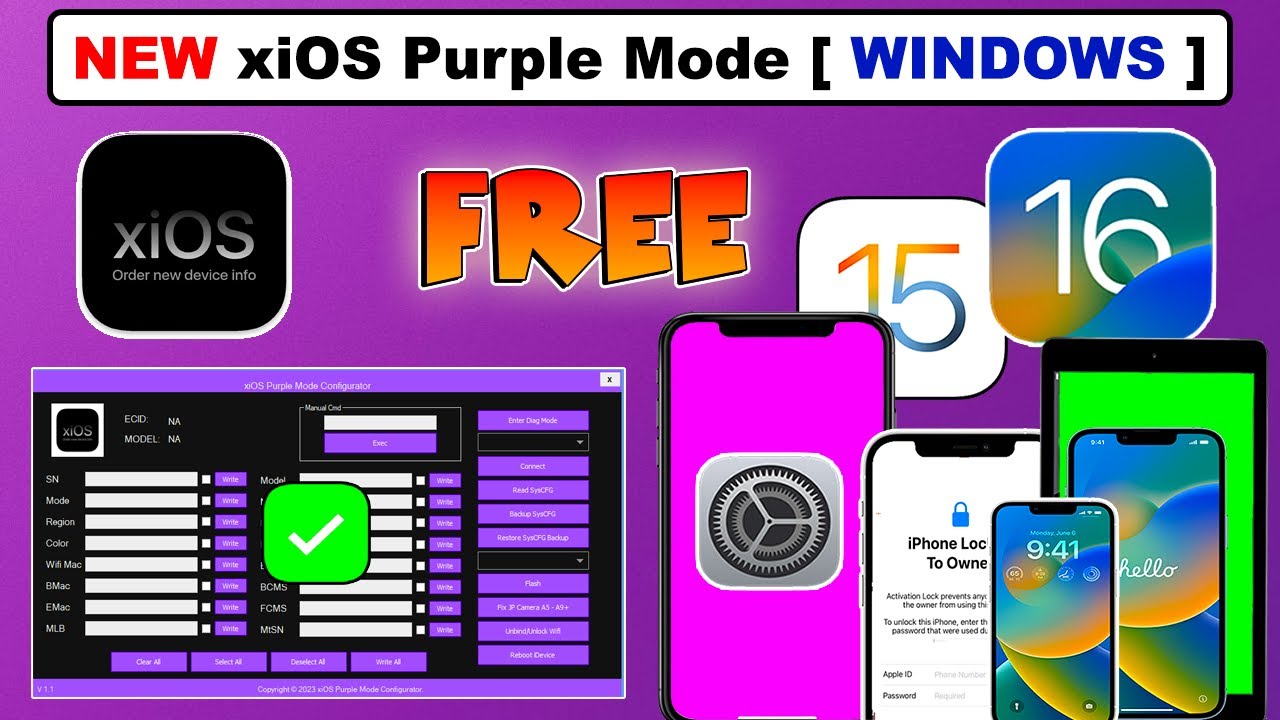 New xiOS Purple Mode | MagicCFG Windows| Purple Mode on iPhone/iPad Change Serial Without DCSD Cable