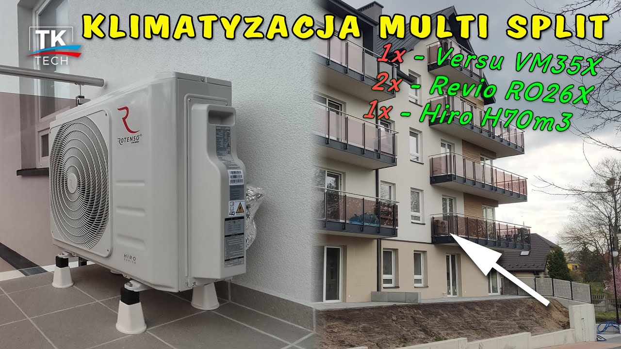 Montaż klimatyzacji Multi Split w bloku Tarnobrzeg Rotenso Hiro H70m3 z Revio RO26X i Versu VM35X