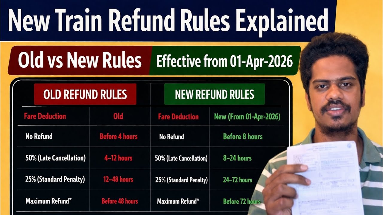 New Train Ticket Refund rules Explained! Effective from 01-APR-2026|Old vs New Full Comparison Tamil